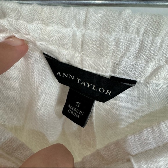 Ann Taylor White 100% Linen Wide Leg Pants Flowy Beach Summer Vacation - Picture 6 of 7